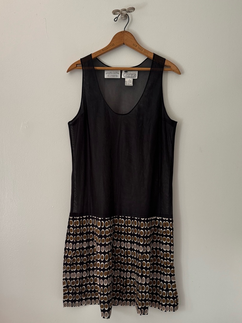 Vintage Shift Tank Dress with Pleated Geometric Skirt.